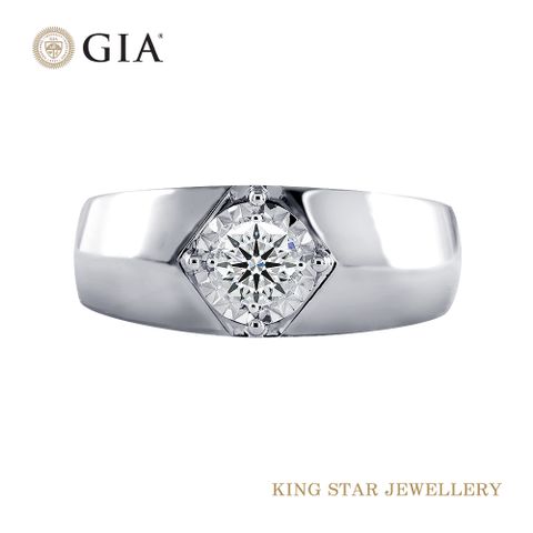 King Star GIA 30分鉑金臥虎藏龍男鑽戒(車花放大款)