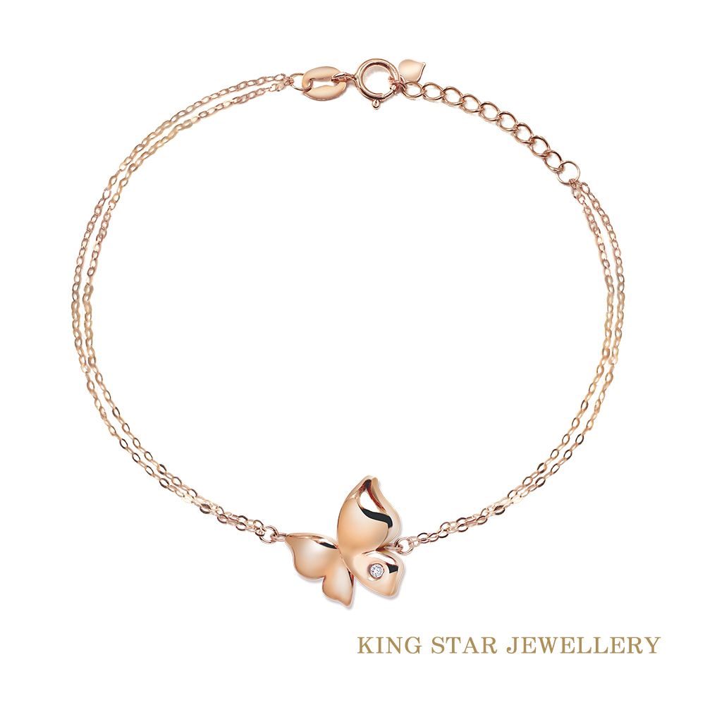 King Star  18K玫瑰金蝴蝶鑽石手鍊