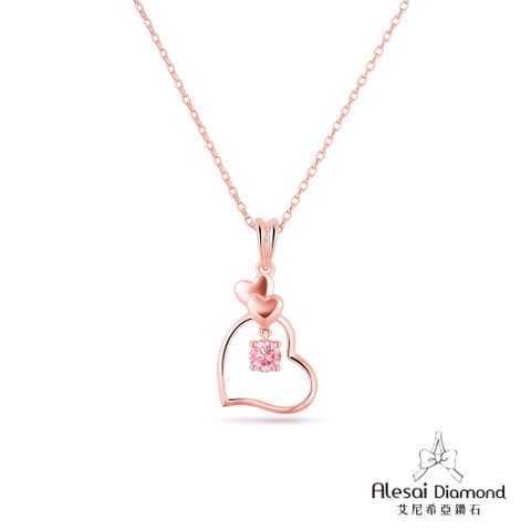Alesai 艾尼希亞鑽石 30分粉紅鑽石項鍊 愛心玫瑰金項鍊 頂級培育粉鑽