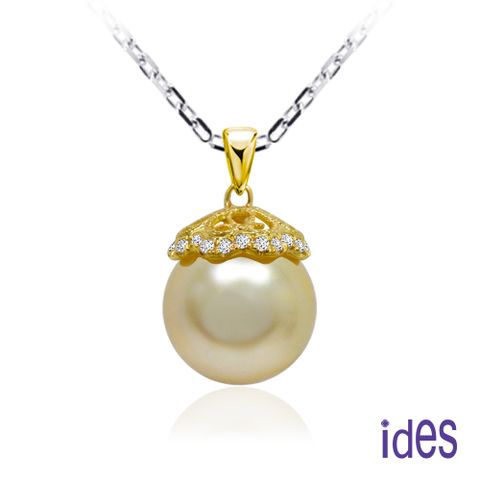 ides 愛蒂思 天然南洋珠/金色珍珠項鍊11mm