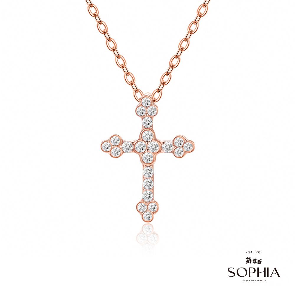 SOPHIA 蘇菲亞  珠寶 - 鑲心十字架 14K玫瑰金 鑽石項鍊