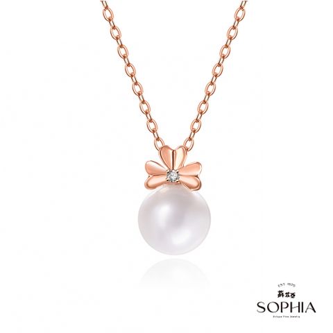 SOPHIA 蘇菲亞珠寶 - 幸運草珍珠 7.25mm 14K玫瑰金 珍珠項鍊