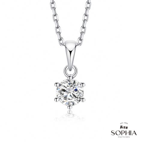 SOPHIA 蘇菲亞珠寶 - 經典六爪 0.20ct 18K白金 鑽石項鍊