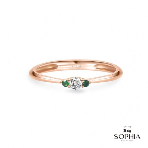 SOPHIA 蘇菲亞珠寶 - 泰瑞婭系列-綠眼睛 14K玫瑰金 鑽石戒指