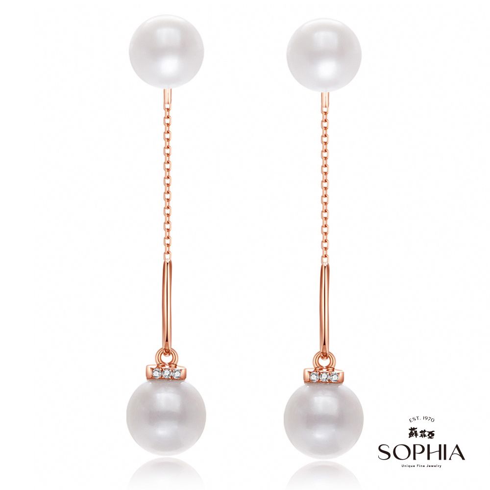 SOPHIA 蘇菲亞  珠寶 - 雅致垂墜 14K玫瑰金 珍珠耳環