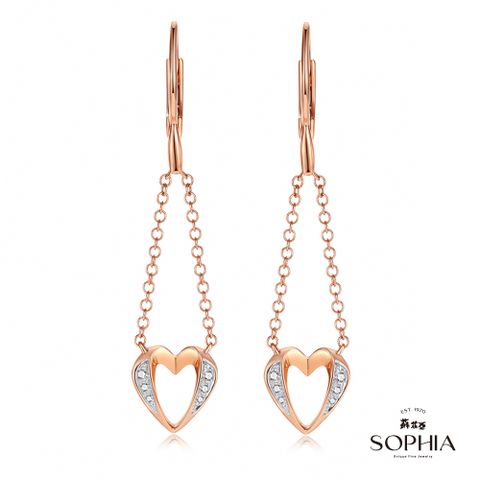 SOPHIA 蘇菲亞珠寶 - 牽心 18K玫瑰金 鑽石耳環