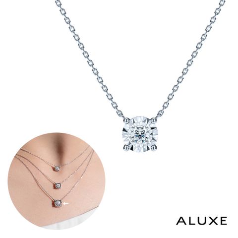 ALUXE 亞立詩 14K金 鑽石項鍊 璀璨單鑽 閃耀系列 NN3218 (1克拉視覺效果)