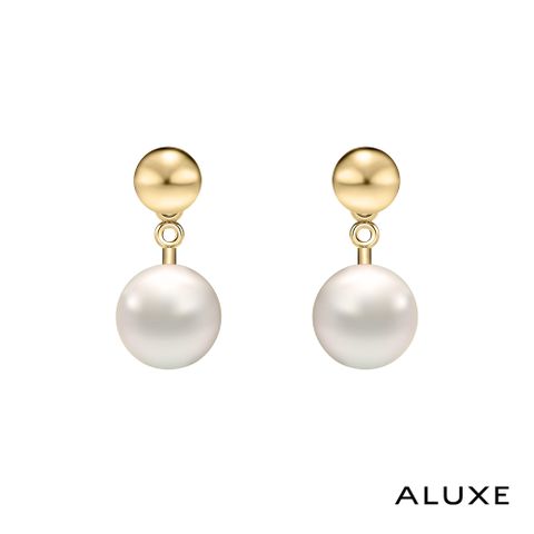 A-LUXE 亞立詩 10K金 淡水珍珠 金球 垂墜耳環 珍愛系列 Be True