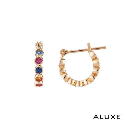 【ALUXE 亞立詩】10K金 優雅百搭 彩色 寶石耳環