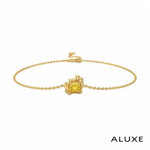 【ALUXE 亞立詩】迪士尼 10K金 Winne維尼 黃水晶寶石 造型 手鍊 小熊維尼