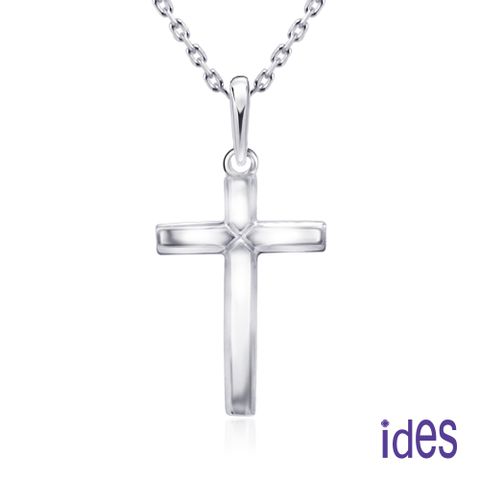 ides愛蒂思 輕珠寶義大利進口14K白金十字架項鍊鎖骨鍊（16吋-KP741）