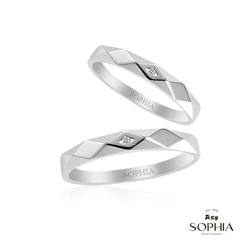 SOPHIA 蘇菲亞 珠寶 - 摩登時代系列三 14K金 鑽石對戒