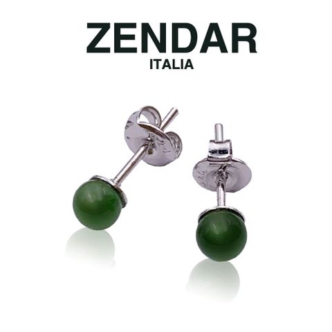 ZENDAR 年度碧玉Green Sprite 4mm針式耳環 (Z6023)