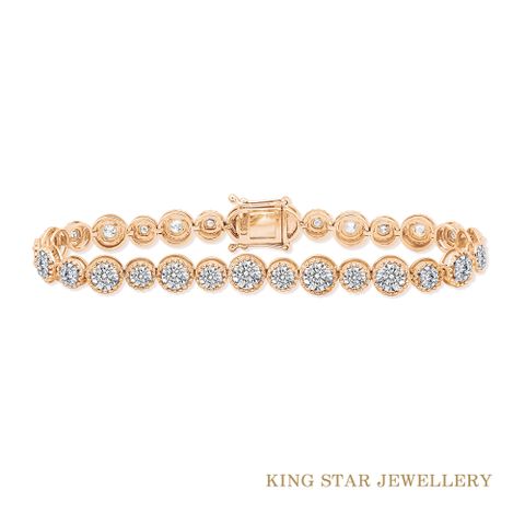 King Star 18K玫瑰金 1.5克拉 天然鑽石 滿鑽手鍊