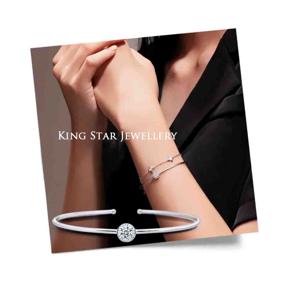 King Star 30分 Dcolor 18K金 天然鑽石 手鐲手環 泡泡C字 (視覺效果1克拉)