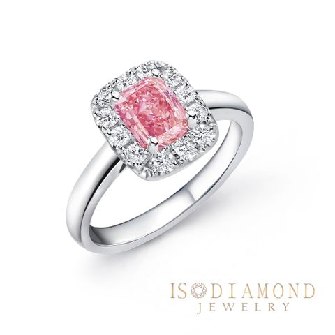 IS DIAMOND IGI 1克拉鉑金台鑽石戒指 VS高規格淨度 粉鑽 方形(培育鑽石)