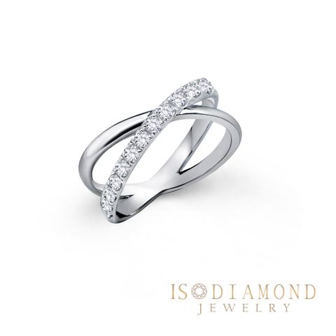 IS DIAMOND 滿鑽鑽石戒指 交叉線戒設計  線戒(培育鑽石)