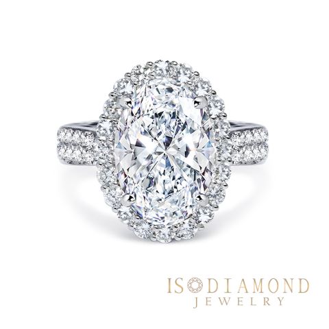 【ID】IGI 無螢光5克拉18K鑽石戒指 D/VS 豪華滿鑽 設計 橢圓