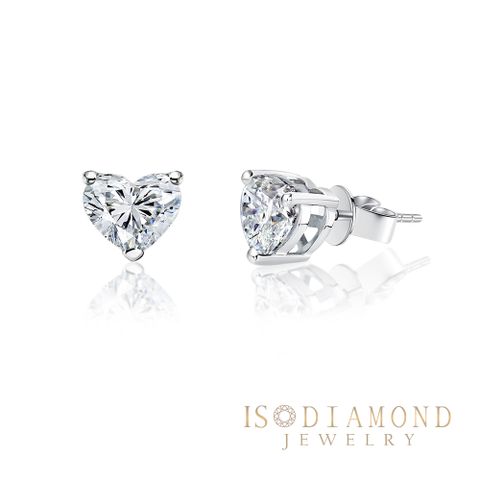 IS DIAMOND IGI 1克拉鉑金台 D VVS2高規格 鑽石耳環 愛心 心形(培育鑽石)