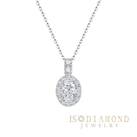 IS DIAMOND IGI 1克拉鉑金台最白Dcolor VS 鑽石項鍊 橢圓 奢華款(培育鑽石)