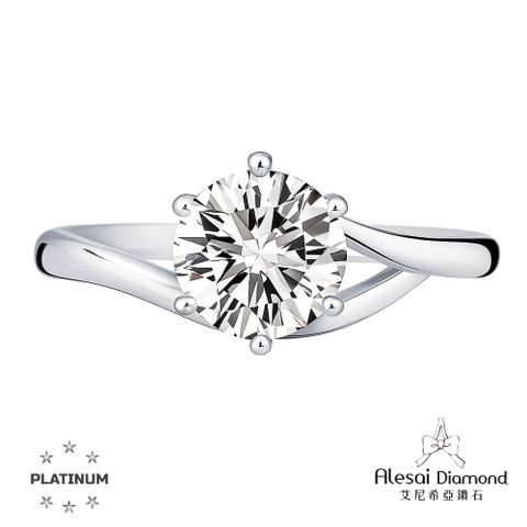 Alesai艾尼希亞鑽石 1克拉 D/VVS1 3EX車工 培育鑽石戒指 鑽戒