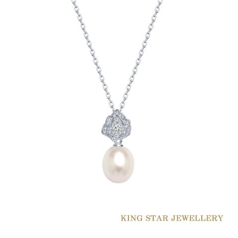 King Star 天然淡水珍珠項鍊 8-9mm 玫瑰款
