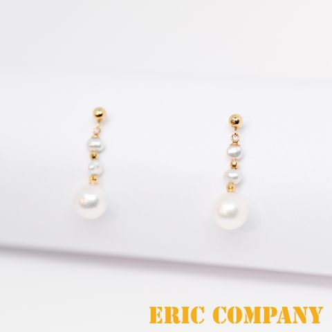 【EM eileen me】氣質單鑽珍珠吊墜耳環 18K白金耳針