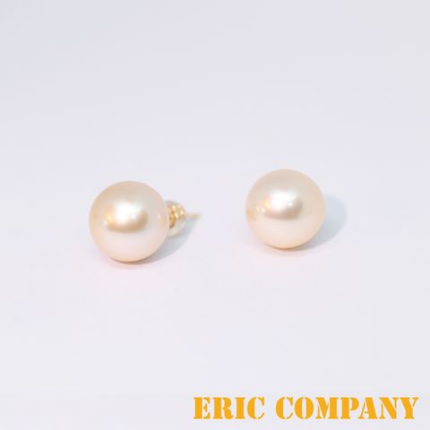 EM【eileen me】12.2mm 南洋金天然珍珠耳環 18K金耳針