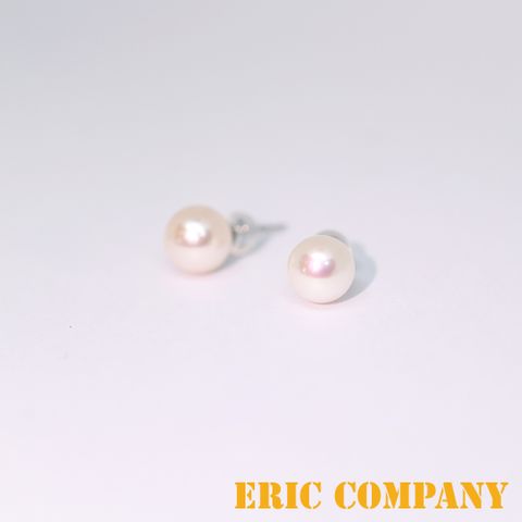 EM【eileen me】8.5mm Akoya 無調白 天然珍珠耳環 18K金耳針