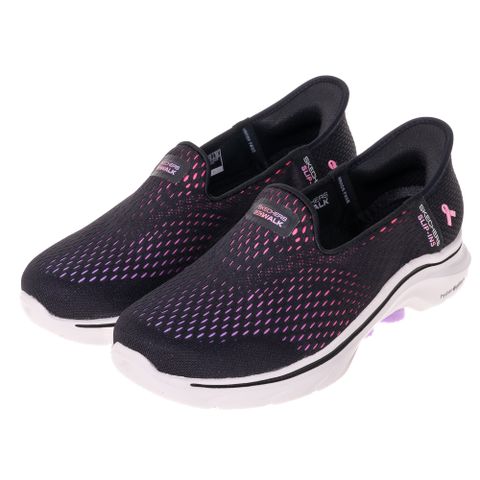 SKECHERS 女鞋 健走系列 瞬穿舒適科技 GO WALK 7 粉紅絲帶限定款 寬楦款 - 125255WBKMT