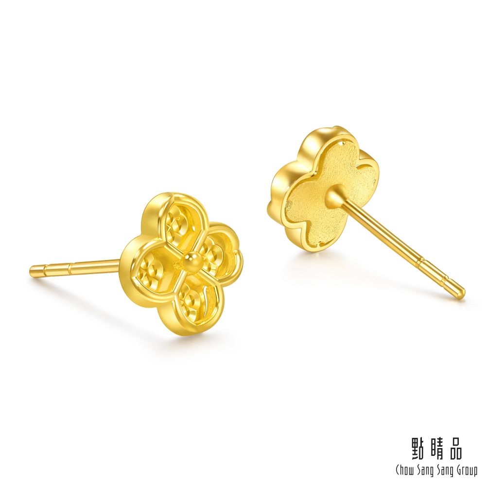Chow Sang Sang Group 點睛品 璀璨幸運草 黃金耳環(一對)