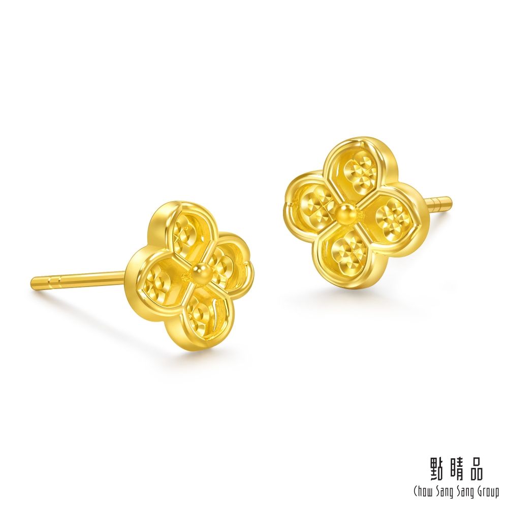 Chow Sang Sang Group 點睛品 璀璨幸運草 黃金耳環(一對)