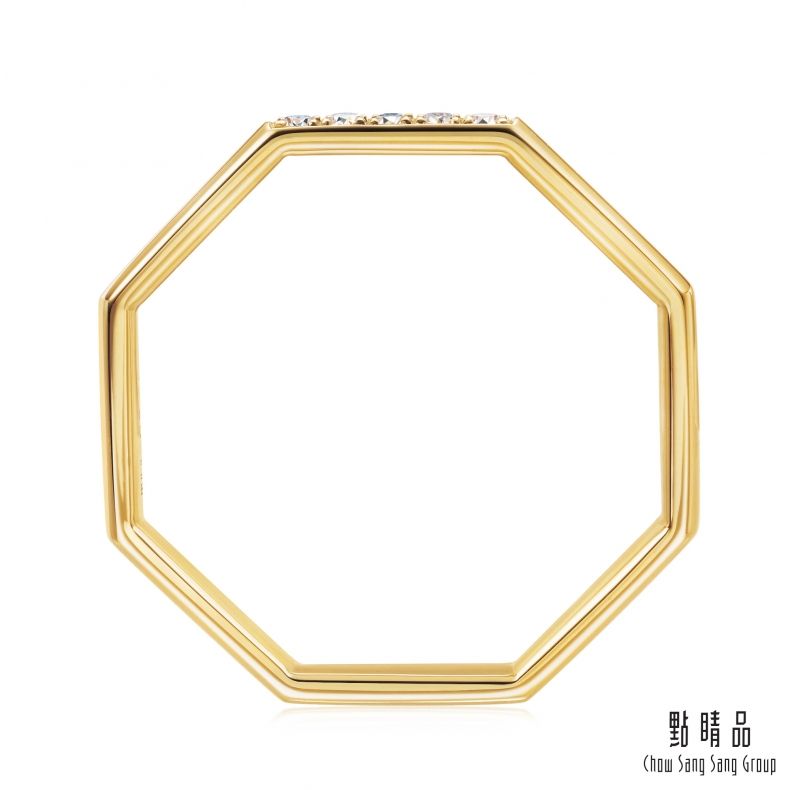 Chow Sang Sang Group 點睛品 Daily Luxe  簡約八角形 18K黃色金鑽石戒指