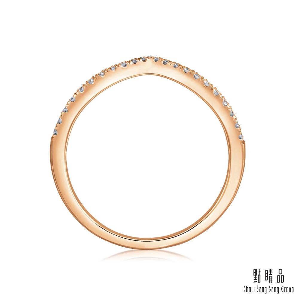 Chow Sang Sang Group 點睛品  PROMESSA 小皇冠系列 V型 18K玫瑰金鑽石戒指