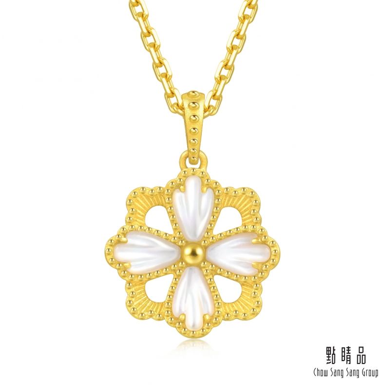 Chow Sang Sang Group 點睛品  足金9999 格桑花 黃金貝母吊墜