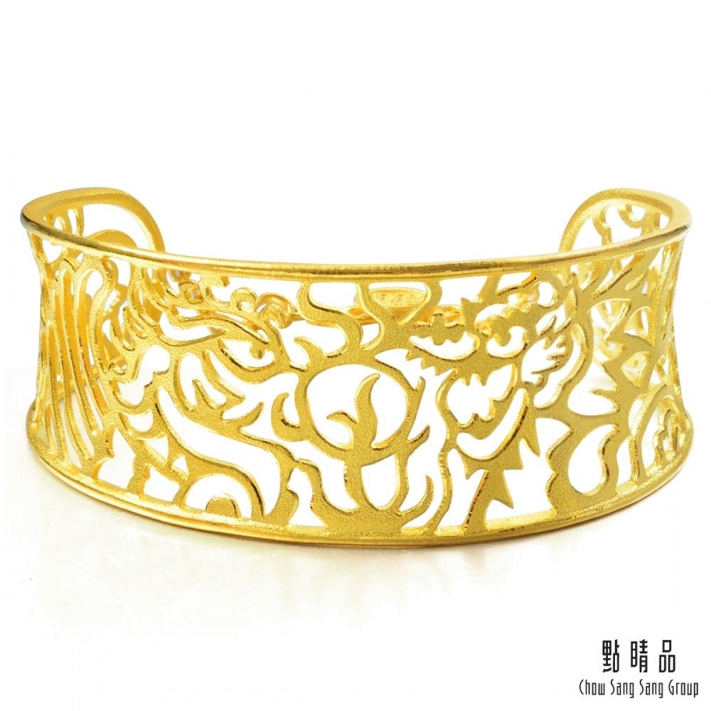 Chow Sang Sang Group 點睛品  金通花龍鳳婚嫁 黃金手鐲_計價黃金