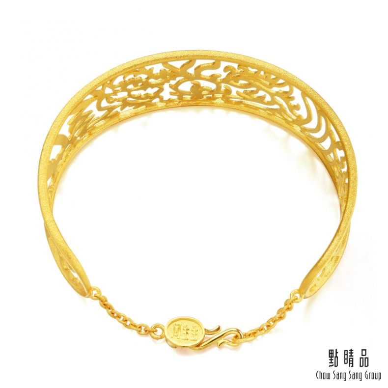 Chow Sang Sang Group 點睛品  金通花龍鳳婚嫁 黃金手鐲_計價黃金