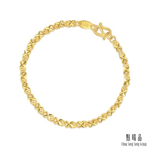 Chow Sang Sang Group 點睛品 機織素鍊 十字鑽砂 黃金手鍊(17公分)_計價黃金