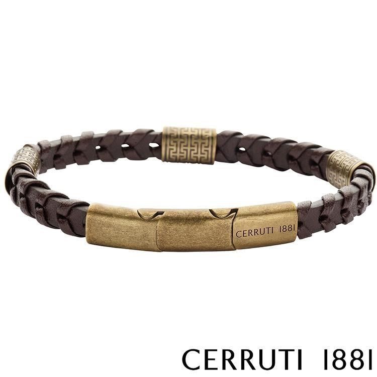 Cerruti 1881 【南紡購物中心】 限量2折 經典不鏽鋼皮革手環 全新專櫃展示品(CB0603)