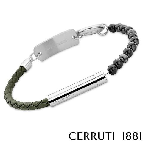 Cerruti 1881 【南紡購物中心】 限量2折 經典編織圓珠不銹鋼吊牌手環 全新專櫃展示品(CB0303)