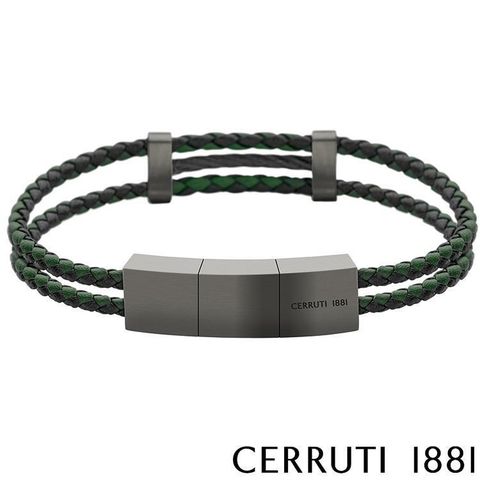 Cerruti 1881 【南紡購物中心】 限量2折 經典編織雙繩不銹鋼皮革手環 全新專櫃展示品(CB0903)