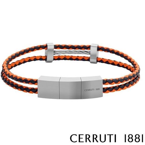 Cerruti 1881 【南紡購物中心】 限量2折 經典編織雙繩不銹鋼皮革手環 全新專櫃展示品(CB0904)