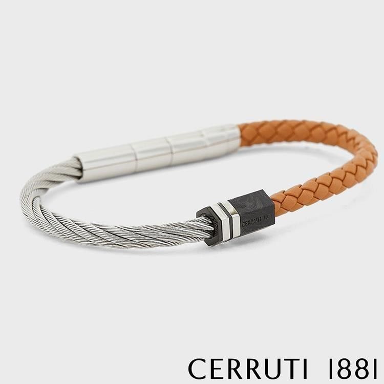 Cerruti 1881 【南紡購物中心】 限量2折 經典不鏽鋼皮革手環 全新專櫃展示品(CB1604)