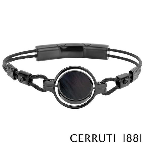 Cerruti 1881 【南紡購物中心】 限量2折 經典不鏽鋼雙繩皮革手環 全新專櫃展示品(CB6302)