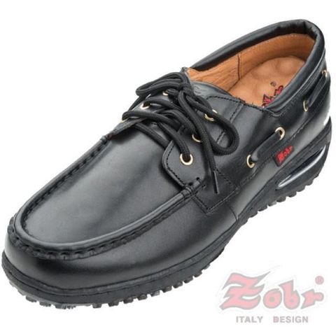 【南紡購物中心】 ZOBR路豹 紳士真皮雙彈力氣墊休閒鞋黑款 BB87