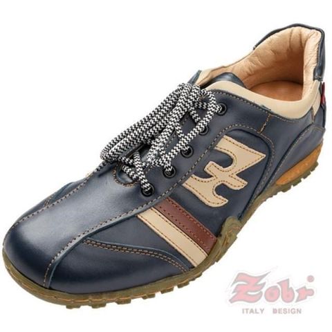 【南紡購物中心】 ZOBR路豹 真皮雙彈力氣墊休閒鞋藍米款 B228