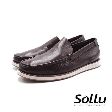 【南紡購物中心】 Sollu 巴西專櫃 真皮舒適記憶墊莫卡辛皮鞋 男鞋-深咖啡