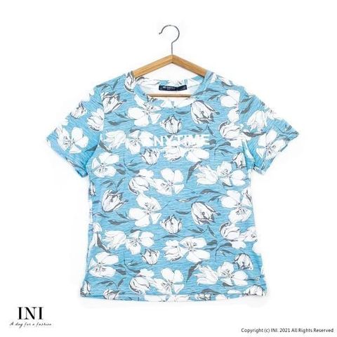【南紡購物中心】 【INI】好感版型、好感設計花漾上衣．水藍色