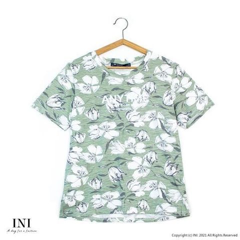 【南紡購物中心】 【INI】好感版型、好感設計花漾上衣．綠色