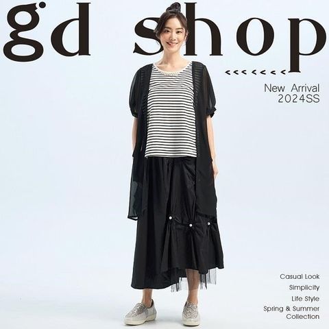 【南紡購物中心】 【gd shop】 假兩件飄逸條紋上衣 1411042